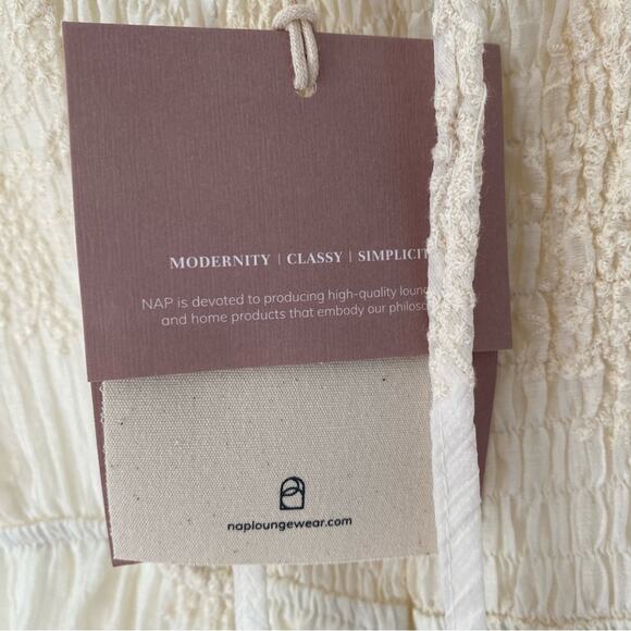 Nap Loungewear Cream Cotton Embroidered Midi Dress NWTs size small - Picture 7 of 8